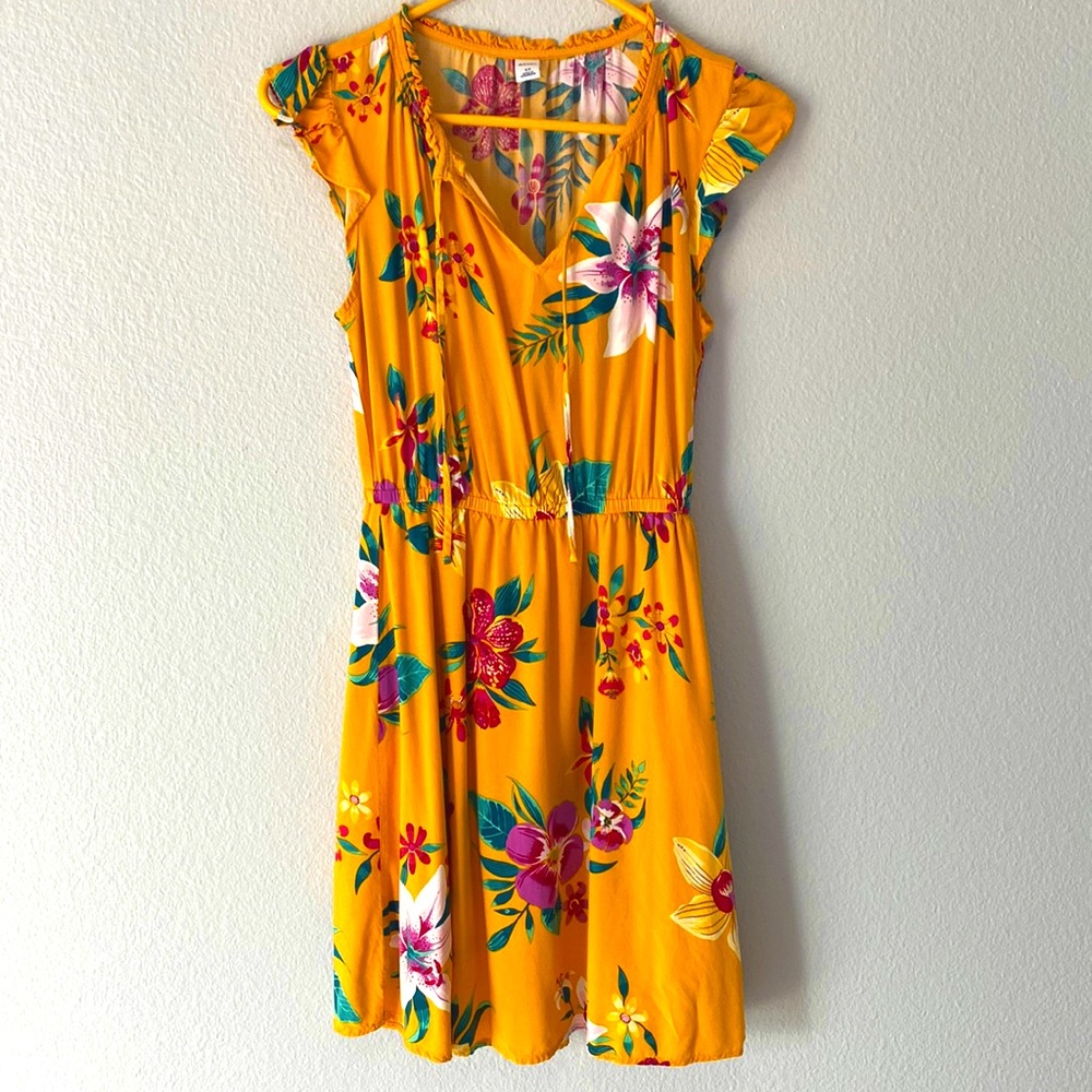 Old Navy Floral Tangerine Dress XS